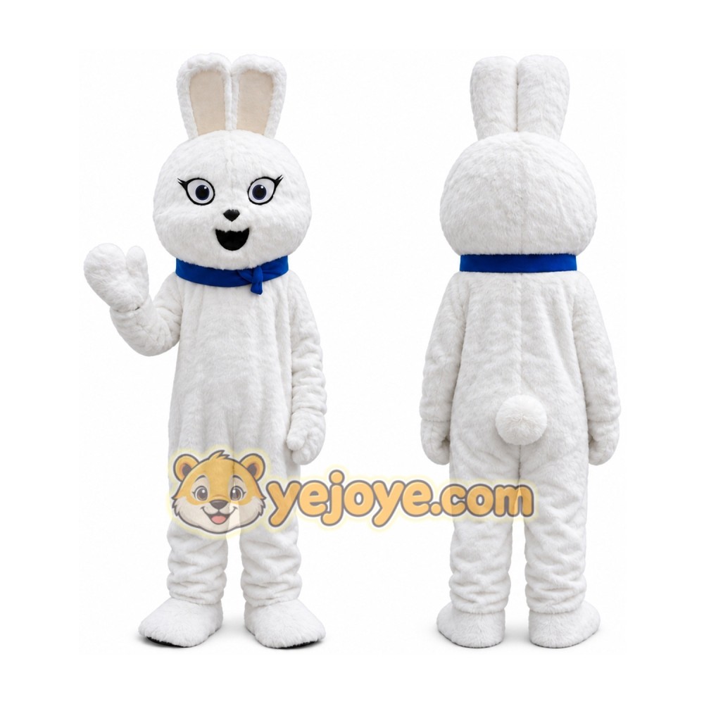 White Plush Bunny Mascot Costume