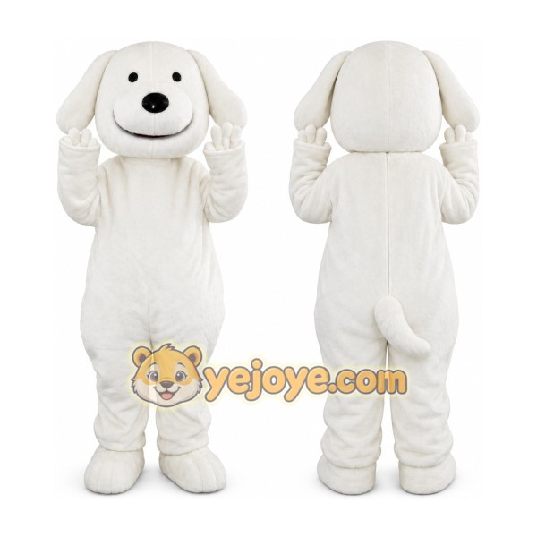 White Puppy Dog Mascot Costume