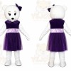 White Teddy Bear Mascot Costume with Purple Dress
