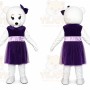 White Teddy Bear Mascot Costume with Purple Dress