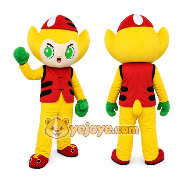 Yellow Boy Mascot Costume Cartoon Character