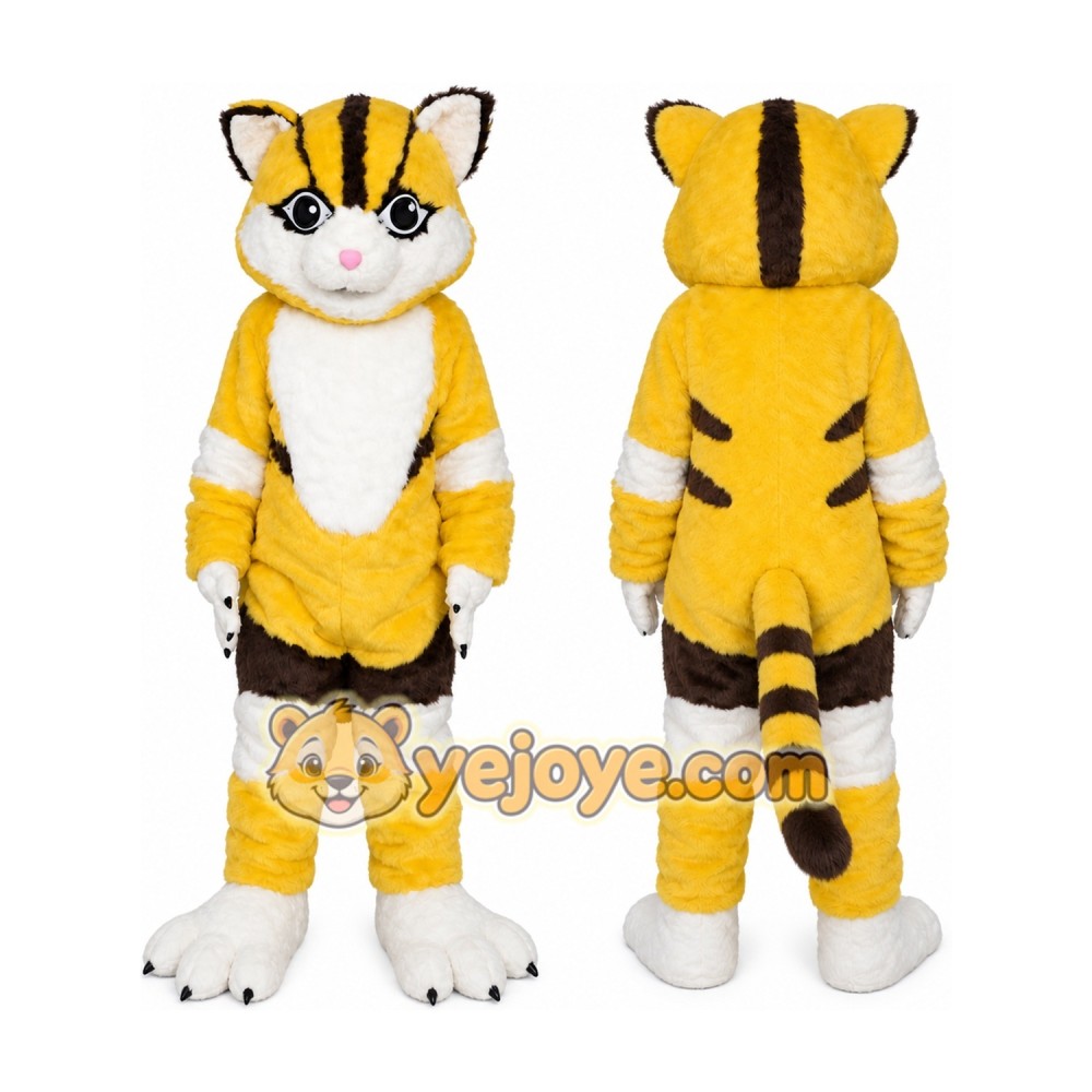 Yellow Striped Cat Mascot Costume