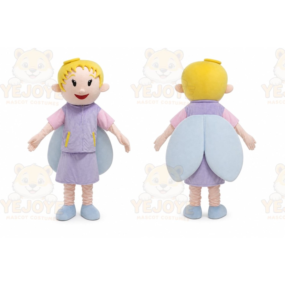 Yellow Hair Angel Girl Mascot Costume