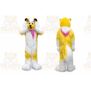 Yellow Long Fur Husky Fox Dog Mascot Costume