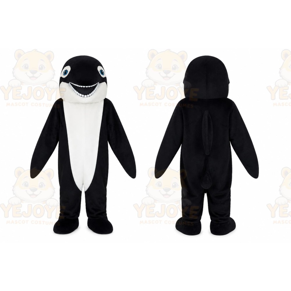 Black Killer Whale Mascot Costume Adult Cartoon Character