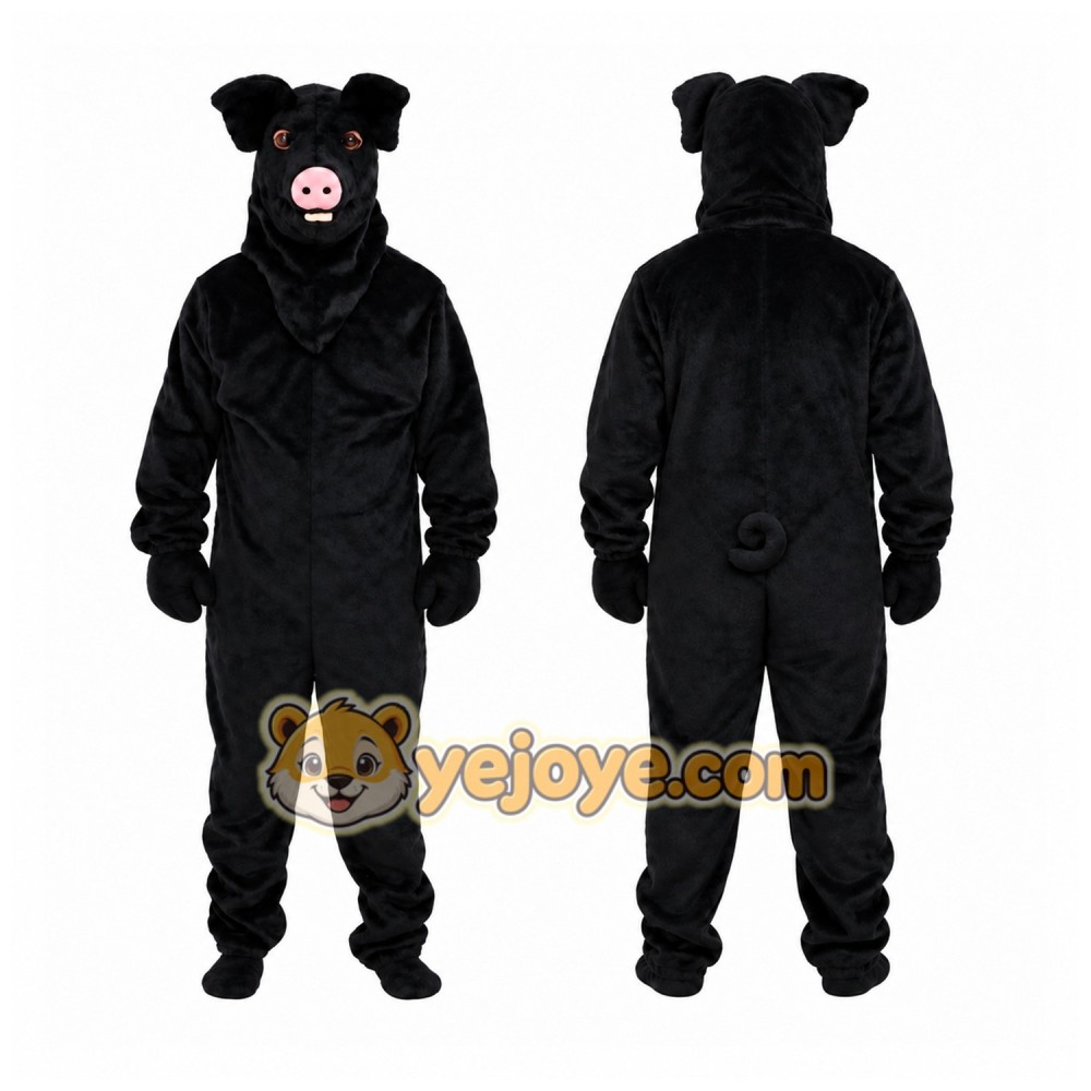 Black Pig Mascot Costume Black Pig Mascot Costume