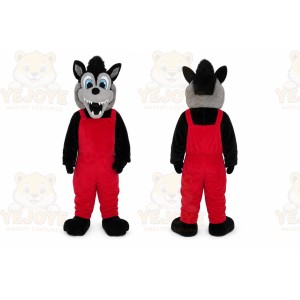 Black Wolf Coyote Mascot Costume Cartoon Character