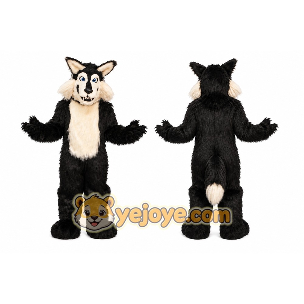 Black Wolf Mascot Costume Black Wolf Mascot Costume