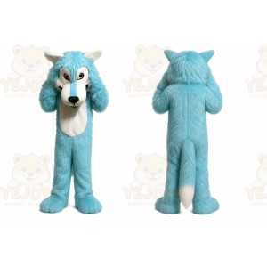 Blue Big Mouth Wolf Mascot Costume for Adult
