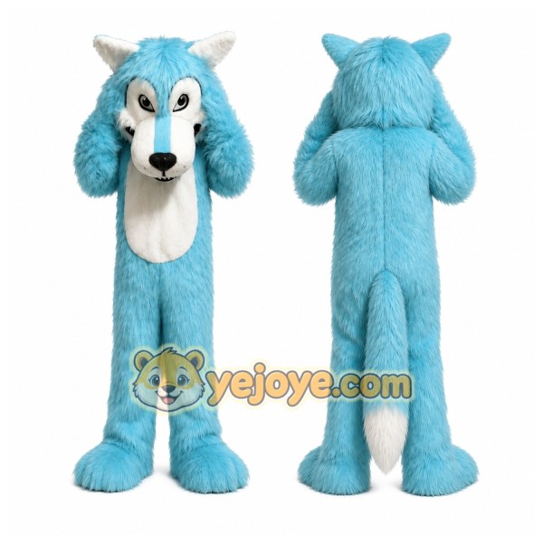 Blue Big Mouth Wolf Mascot Costume for Adult