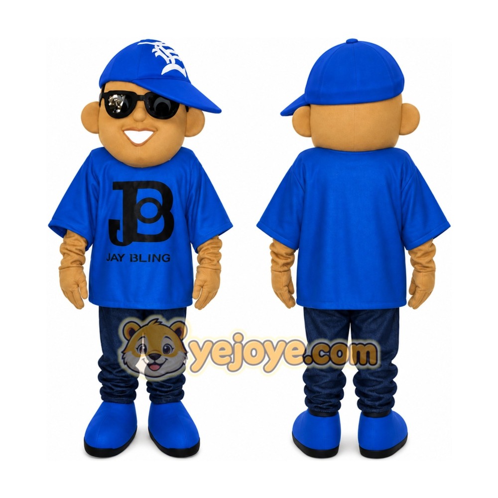 Blue Dj Boy Mascot Costume Adult Cartoon Character Blue Dj Boy Mascot Costume Adult Cartoon Character