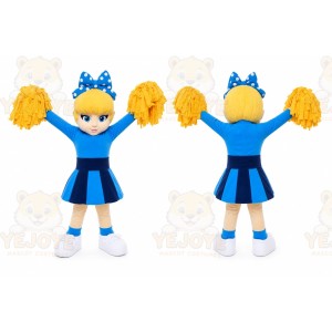 Blue Dress Cutie Cheer Leader Girl Mascot Costume