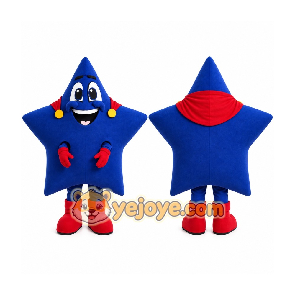 Blue Five Star Mascot Costume Blue Five Star Mascot Costume
