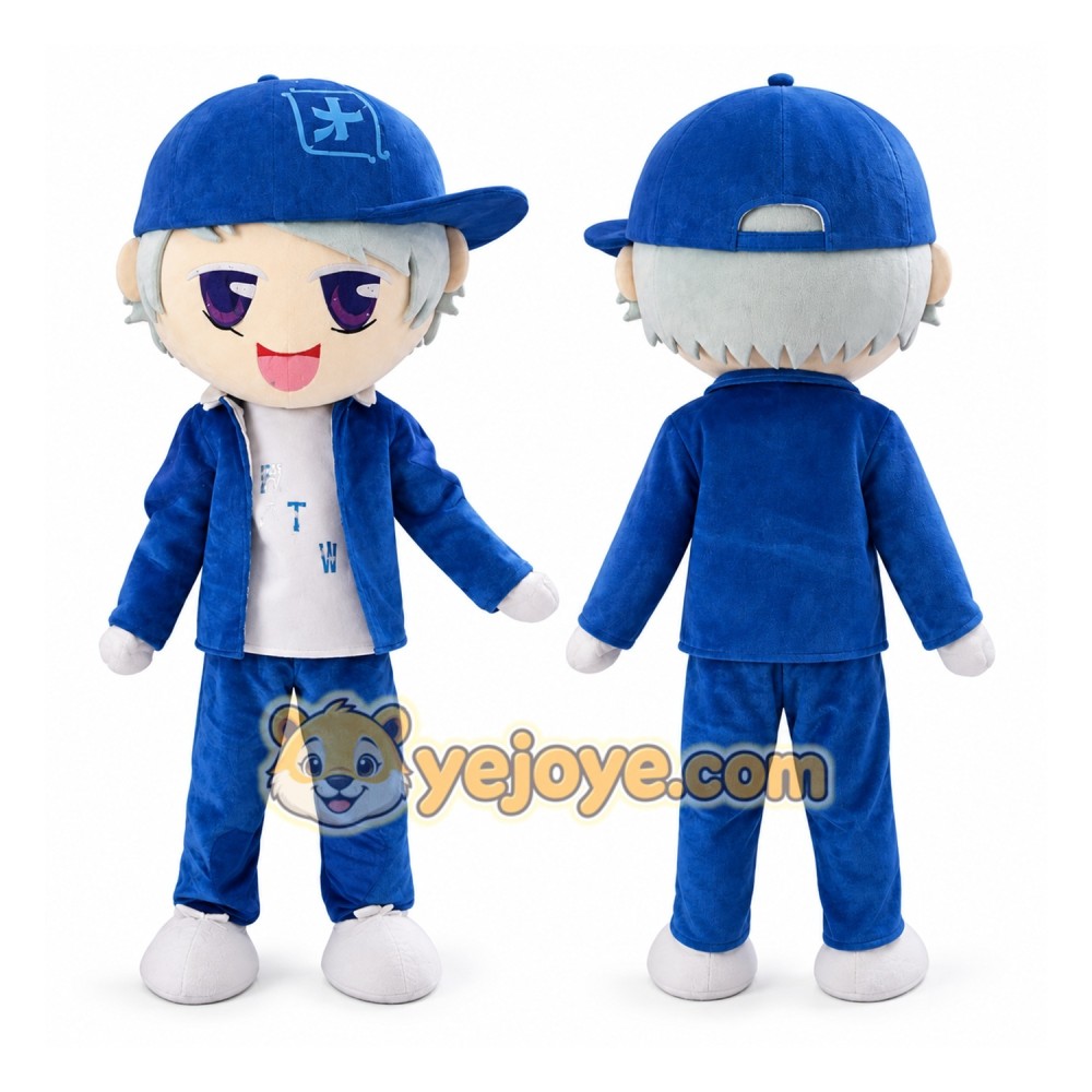 Blue Hat Boy Mascot Costume Blue Hat Boy Mascot Costume