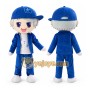 Blue Hat Boy Mascot Costume