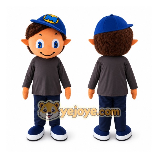 Blue Hat Smile Boy Mascot Costumes Cool Kids Costume