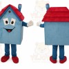 Blue House Cartoon Character Mascot Costume