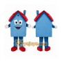 Blue House Cartoon Character Mascot Costume