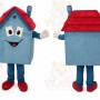 Blue House Cartoon Character Mascot Costume
