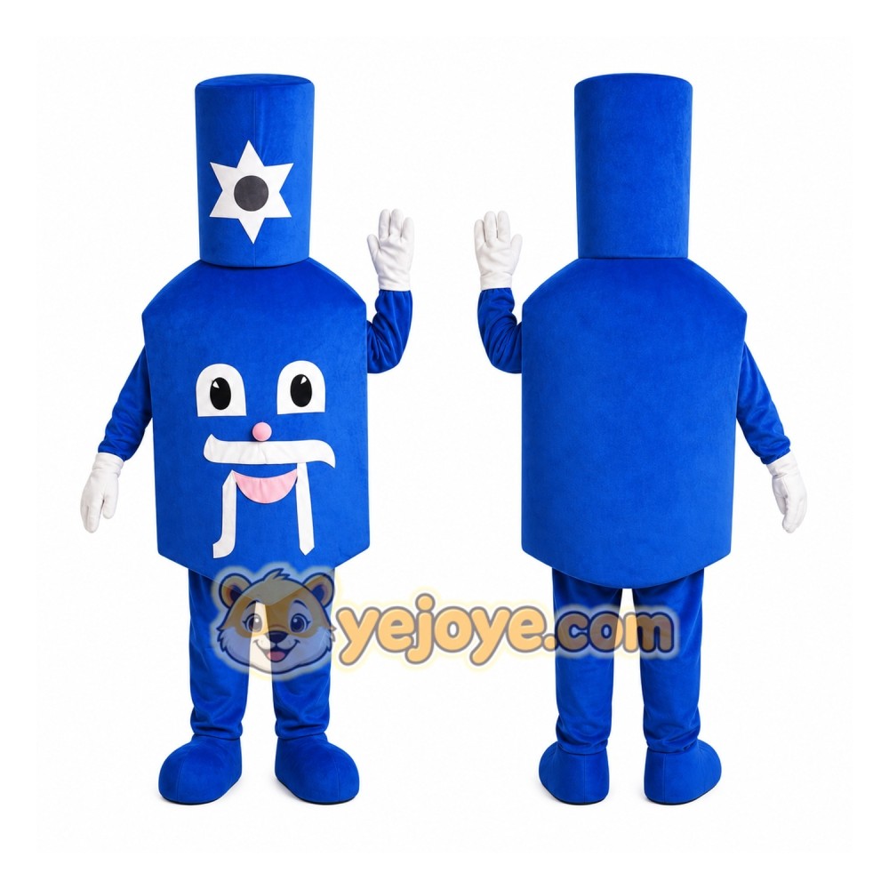 Blue Dreidel Mascot Costume Blue Dreidel Mascot Costume