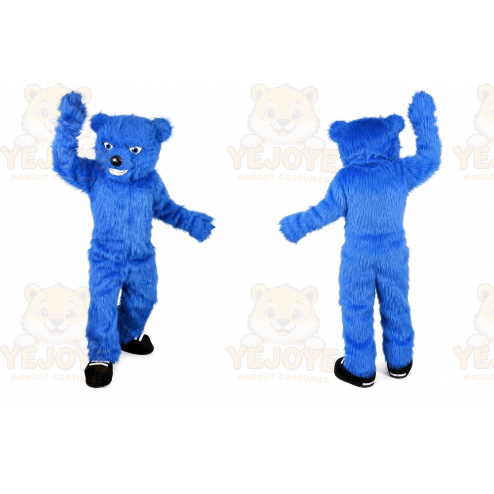 Blue Long Hairy Bear Mascot Costume for Adult