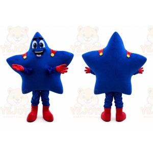 Blue Super Star Mascot Costume