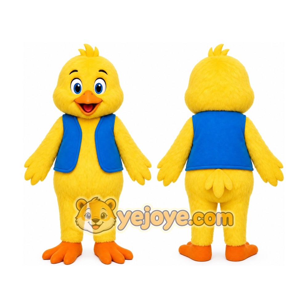 Blue Vest Chicks Animal Mascot Costume Blue Vest Chicks Animal Mascot Costume