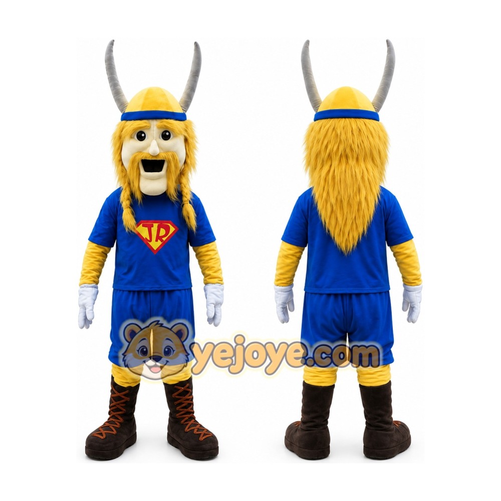 Blue Viking Man Mascot Costume Blue Viking Man Mascot Costume