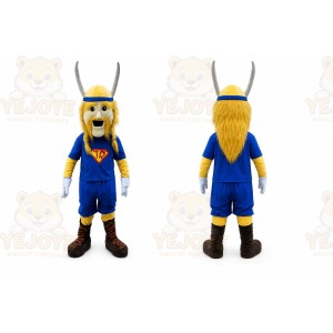 Blue Viking Man Mascot Costume