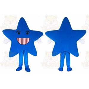 Blue_red five-pointed star Mascot Costume