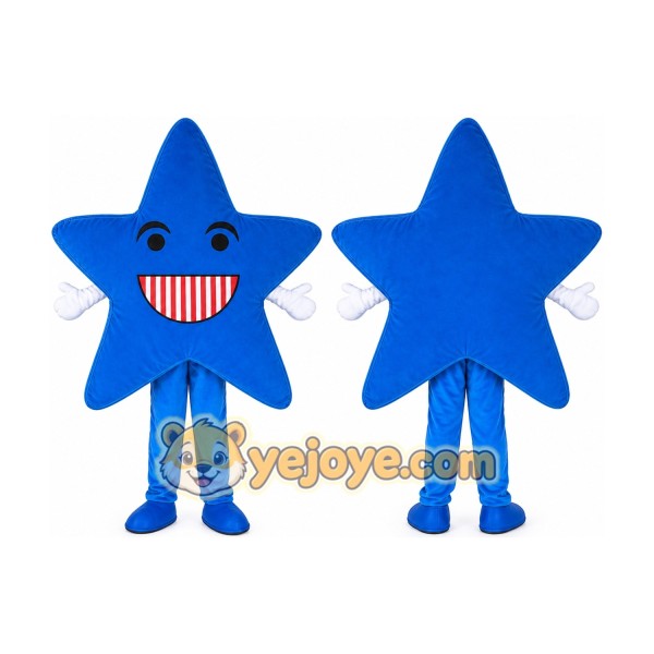 Blue_red five-pointed star Mascot Costume