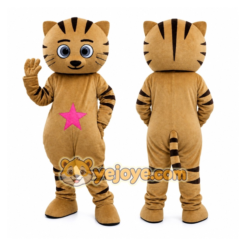 Brown Cat Holiday Mascot Costume Brown Cat Holiday Mascot Costume