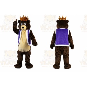 Brown Crown Bear Cartoon Mascot Costume