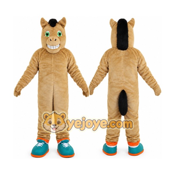 Brown Horse Cartoon Mascot Costume