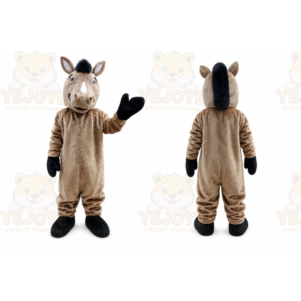 Brown Horse Mascot Costume Mustang Mascot