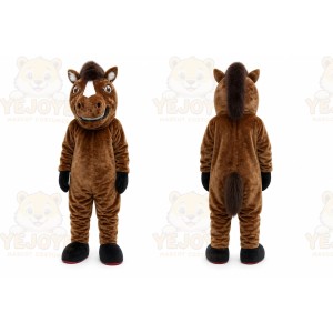 Brown Horse Mascot Costume Mustang Stallion