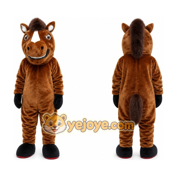 Brown Horse Mascot Costume Mustang Stallion