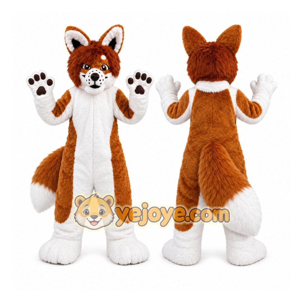 Brown Husky Dog Fox Cartoon Mascot Costume Brown Husky Dog Fox Cartoon Mascot Costume