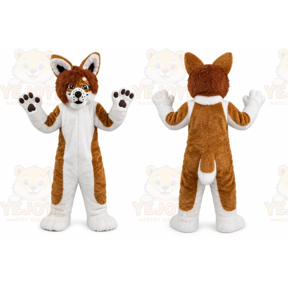 Brown Husky Dog Fox Cartoon Mascot Costume