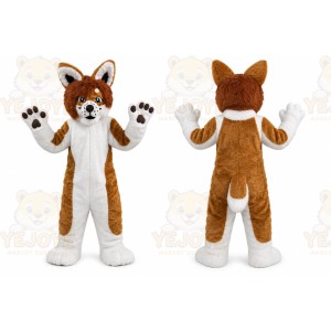 Brown Husky Dog Fox Cartoon Mascot Costume