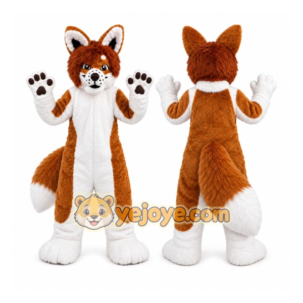 Brown Husky Dog Fox Cartoon Mascot Costume