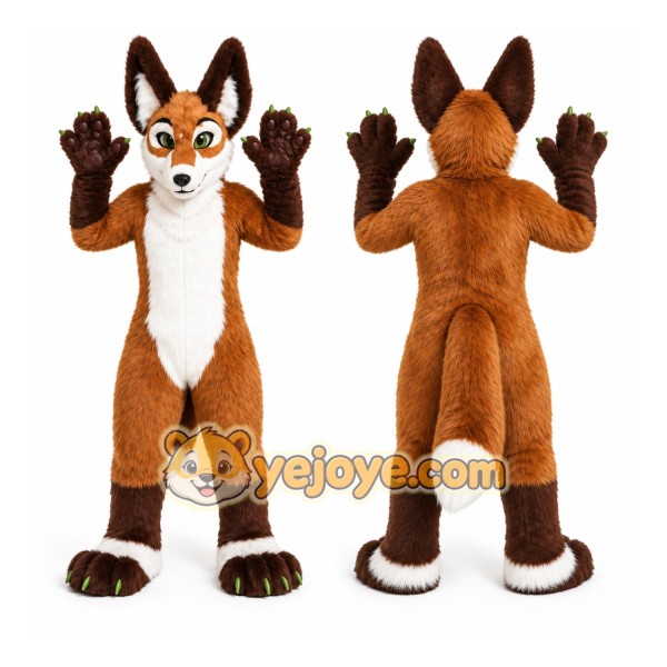 Brown Long Fur Wolf Dog Fursuit Mascot Furry Costume
