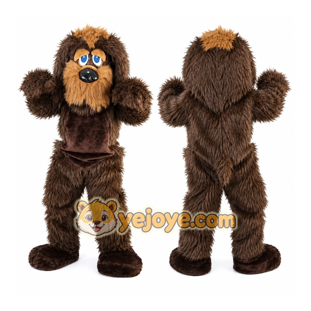 Brown Long Hairy Dog Mascot Costume for Adult
