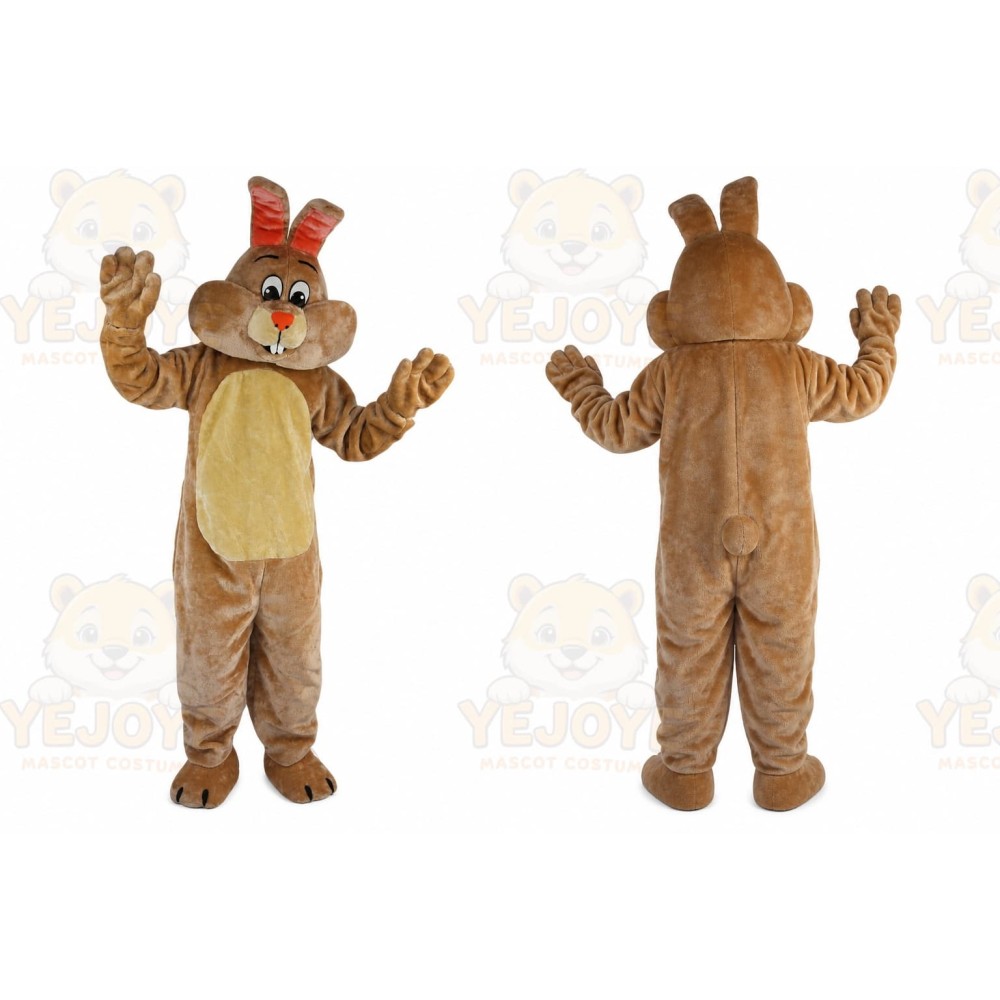 Brown Rabbit Cartoon Mascot Costume