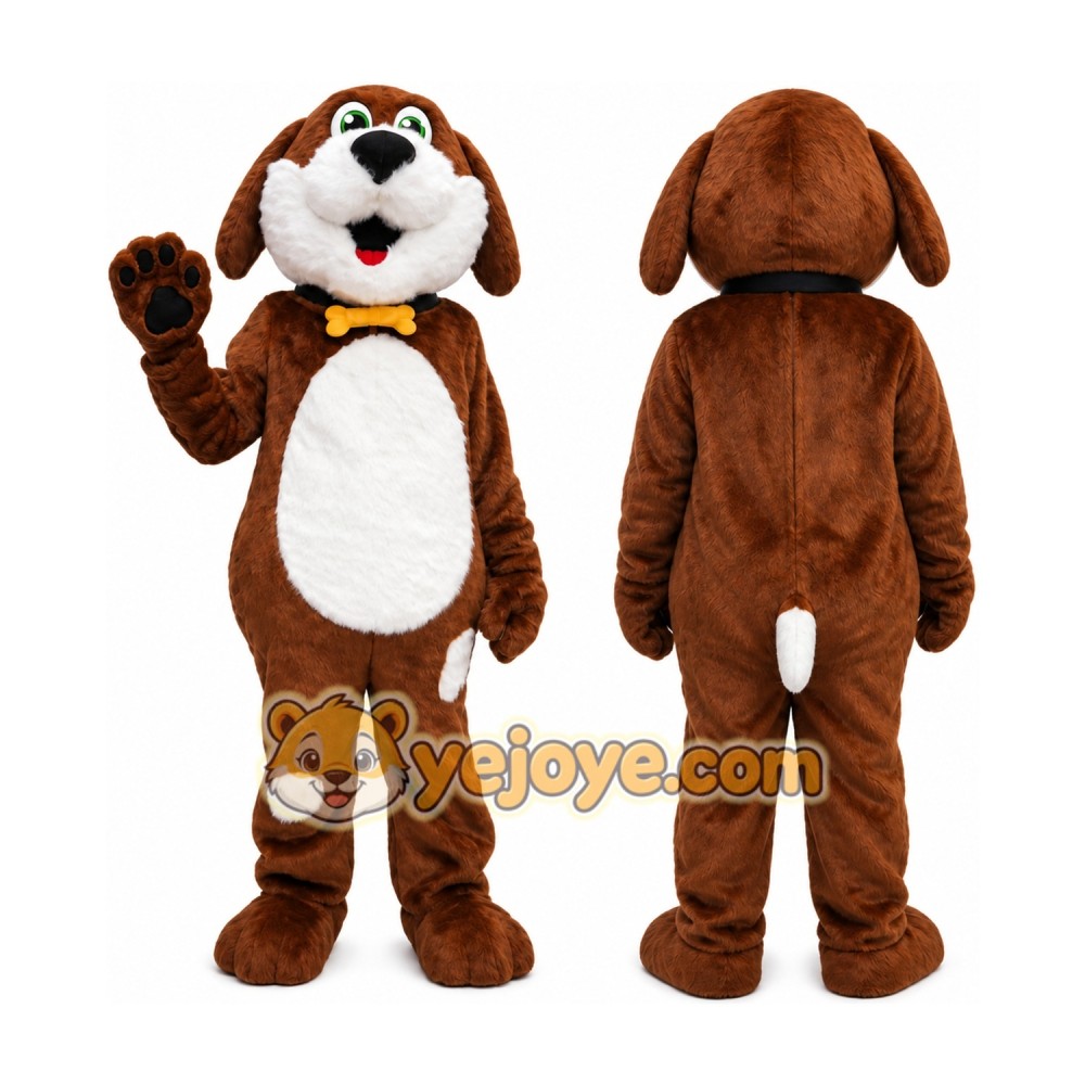 Buddy White & Brown Dog Mascot Costume Buddy White & Brown Dog Mascot Costume
