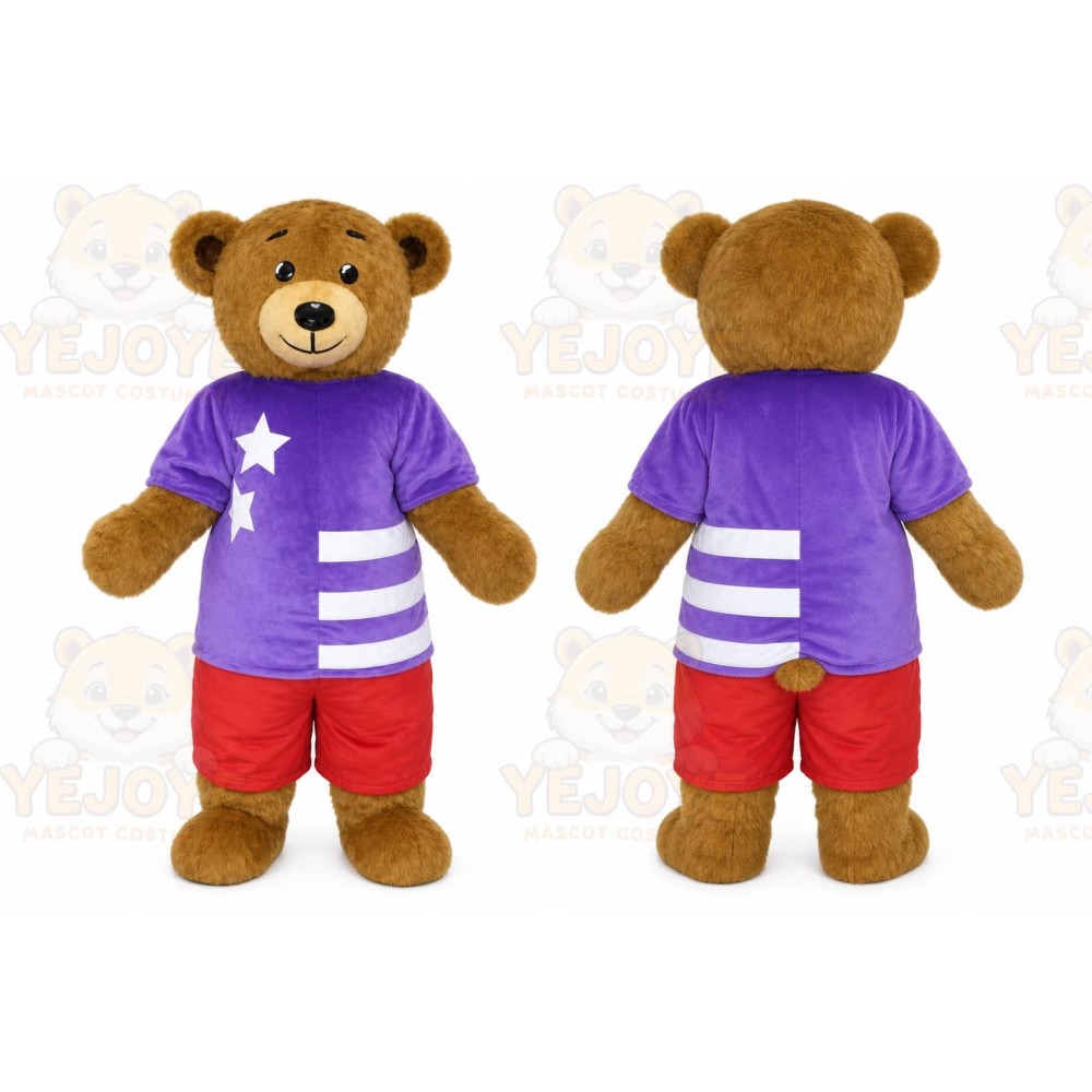 Cartoon Star Vest Plush Brown Bear Mascot Costume