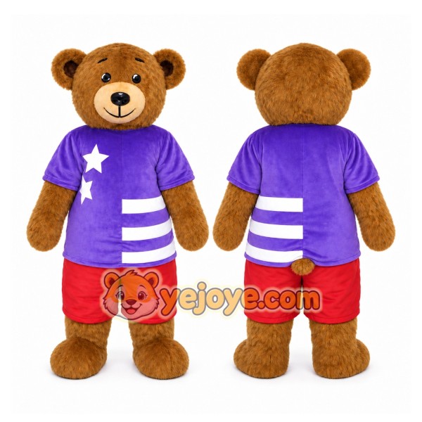 Cartoon Star Vest Plush Brown Bear Mascot Costume
