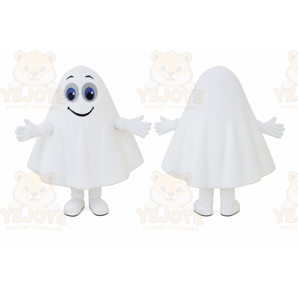Cartoon White Ghost Mascot Costume