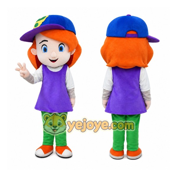 Orange-Haired Cartoon Child Mascot Costume