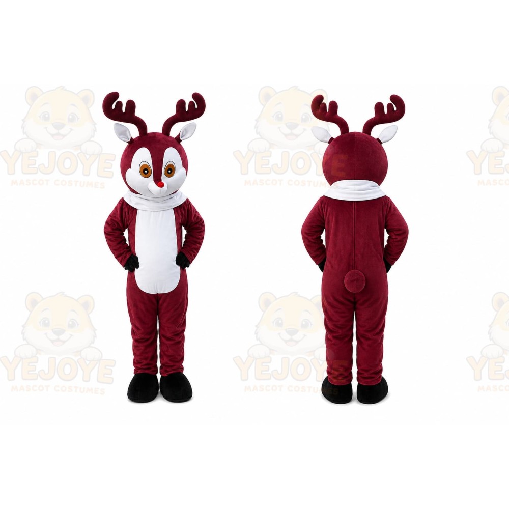 Christmas Deer Mascot Costume Red Nose Deer